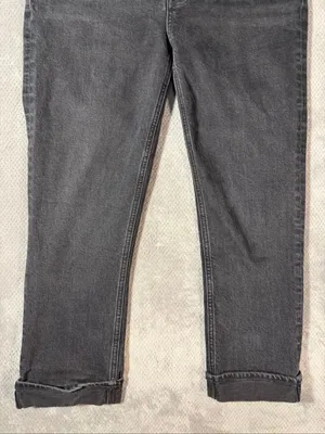 AGOLDE Size 31 High Rise Straight Leg Jeans Washed Black Button Fly Cuffed Hem thumbnail 3