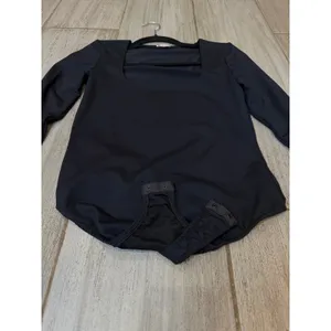 Free People Intimately Square Neck Bodysuit Womens S Black Snap Thong Minimalist thumbnail 4