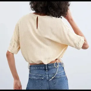 Zara yellow and white striped short sleeve crop top thumbnail 11