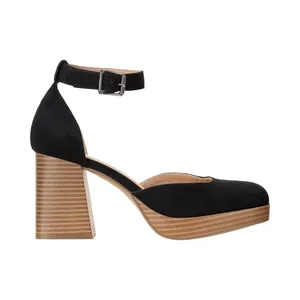 NWT Sun + Stone Leoniee Ankle-Strap Platform Dress Sandals Black Microsuede 5.5M thumbnail 2