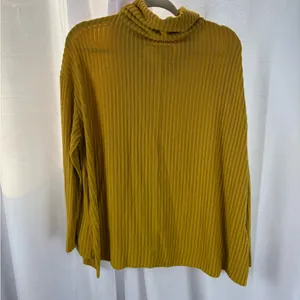 Anthropologie Maeve Chartreuse Ribbed Knit Cowl Neck Sweater Oversized Medium‎ thumbnail 6