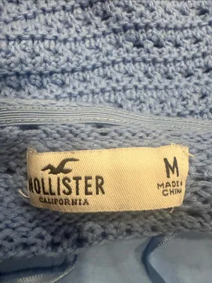 Hollister blue crochet halter crop top size medium. thumbnail 5