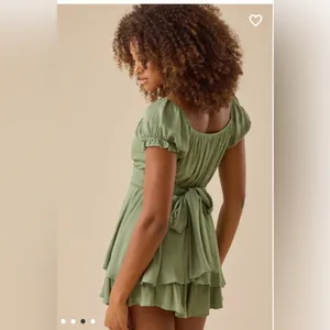 Altar’d State Haisley Layered Crossover Romper Sage Green Swiss Dot XL thumbnail 2