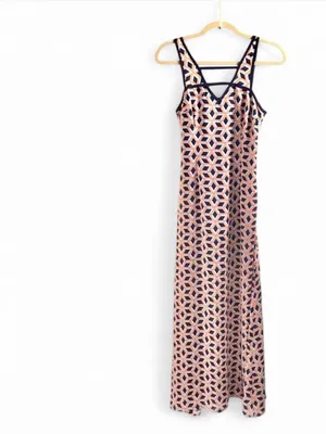 Altar'd State Orange & Navy Geometric Print Sleeveless Maxi Dress thumbnail 2