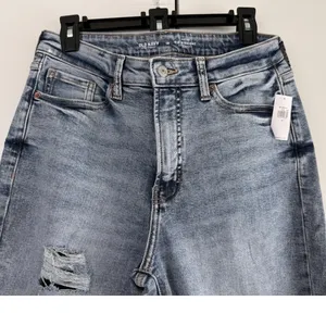 Old Navy High Rise OG Straight Jeans 10 Distressed Medium Wash‎ Raw Hem NWT thumbnail 2
