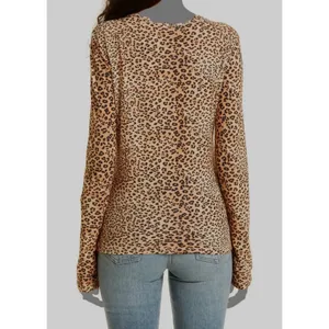 Ulla Johnson Women Eve Snow Leopard Shirt‎ Medium Long Sleeve Crew Neck Cotton thumbnail 2