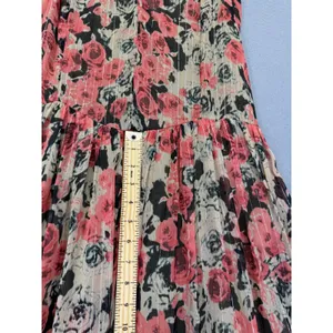 ASTR The Label Taupe Pink Floral Metallic Tiered Maxi Dress Small ACDR100834B‎ thumbnail 7