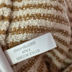 J Crew Factory‎ S Striped Mockneck Pullover Sweater Ivory Camel Stripe CC693 thumbnail 7
