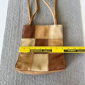 Vintage 90’s Y2K Tan Brown Patchwork Rectangular Shoulder Bag thumbnail 8