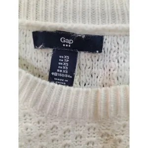 NWT Womens Gap Cream Off White Metallic Pullover Wool Sweater XS BB25 (1) thumbnail 2