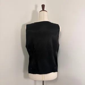 Madewell Black Satin Button Front Vest Sz 12 thumbnail 3