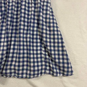 Old Navy L SL Tie Front Gingham Mini Dress Blue White Linen Blend Summer Picnic thumbnail 5