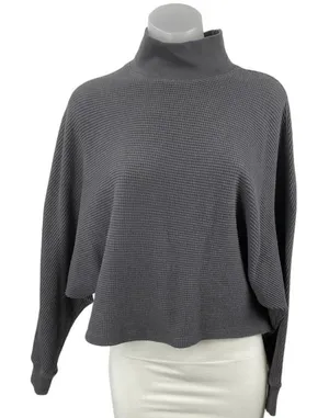 Abercrombie & Fitch Gray Batwing Sleeve Crop Poncho Sweatshirt Sweater Top S/M thumbnail 1