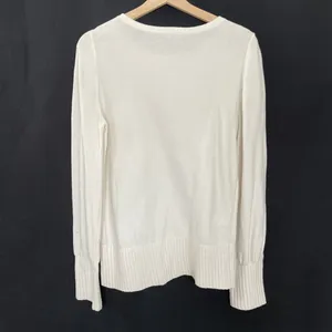 Ann Taylor‎ Factory Womens Ivory Sweater M knit casual cotton top warm winter thumbnail 6