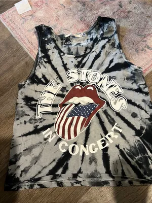 Alice + Olivia Jeans x The Rolling Stones Tank Top Grey Black Tie Dye – Xs/S thumbnail 8