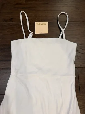 Showpo. Island Babe Mini Ribbed Spaghetti Strap Dress Size 4 NWT - C27-151 thumbnail 4