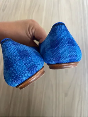 Rothy's Blue Knit Slip-On Flats with Green Insole thumbnail 5
