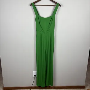 Reformation Alva Jumpsuit Womens 2 Kelly Green‎ Smocked Wide Leg Sleeveless Crop thumbnail 2