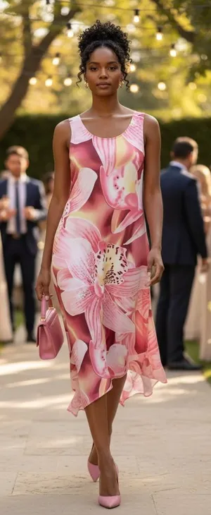 Travel Elegance Pink Floral Sleeveless Maxi Dress with pretty bold design! thumbnail 1