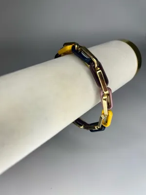 NWOB Marilyn Schiff Multicolor Enamel Link Bracelet | Gold Tone Statement Piece thumbnail 6