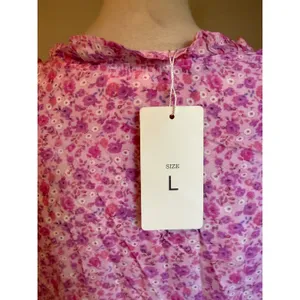 For Love Bell Pink fancy Floral Ruched Mini Dress Long Sleeve Ruffle L dainty y2 thumbnail 7