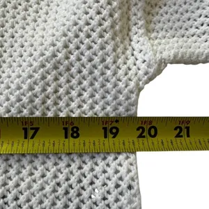 Hollister Womens White Open Knit Cropped Sweater Small Cotton Crew Neck | 0124 thumbnail 5
