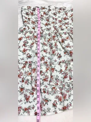 Altar'd State Ivory Strapless Floral Tiered Mini Dress Size Large thumbnail 15