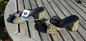 Nwt universal Thread Womens Aaliyah Raffia Strappy Knot‎ Sandal Heels Black 6 thumbnail 1