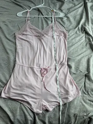 Victoria's Secret Women’s Sleep Romper Medium Pink Lace Trim Lounge Feminine thumbnail 11