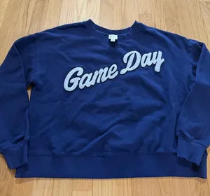 Maeve Anthropologie Game Day Navy Blue Crewneck Sweatshirt Sz M thumbnail 1