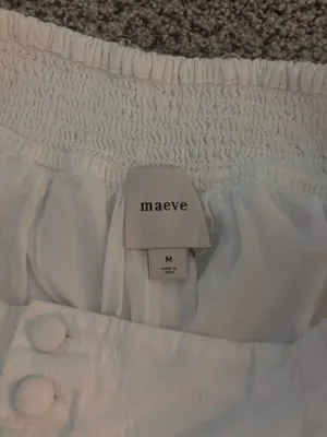 White embroidered linen Anthropologie Maeve Shorts thumbnail 2