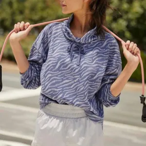 Daily Practice Drawstring Funnel Neck Pullover Sweatshirt by Anthropologie Blue thumbnail 1