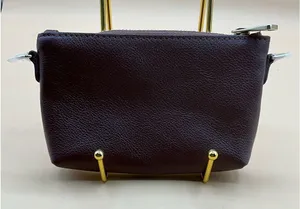 A Very Beautiful New Mina Baie Los Angeles Brown Pebbled Leather Small Zip Pouch thumbnail 2