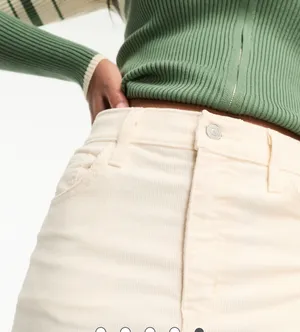 Levis High Waisted Mom Jean in Cream Cord thumbnail 3