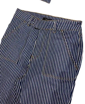 Forever 21 Striped Denim Crop Top and Wide Leg Jean 2 Piece Set Size Small thumbnail 6