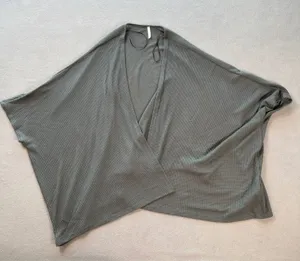 Sage Waffle Knit Open Front Cardigan Kimono Duster S Oversized Relaxed Flowing thumbnail 1