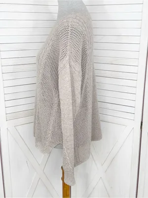 American Eagle Multi Knit‎ Lightweight Cotton Wool Blend Sweater Tan Medium thumbnail 2