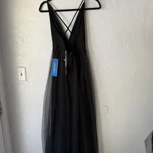 Luxxel Dress Small Black Plunge Maxi Gown Criss Cross Back NWT Fairy‎ Grunge thumbnail 10
