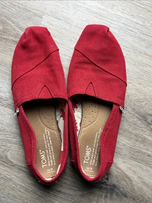 TOMS Classic Red Canvas Alpargata Slip On Shoes Size 7 thumbnail 11