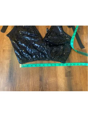 Forever 21 Black Sequin Crop Top Size XS thumbnail 6