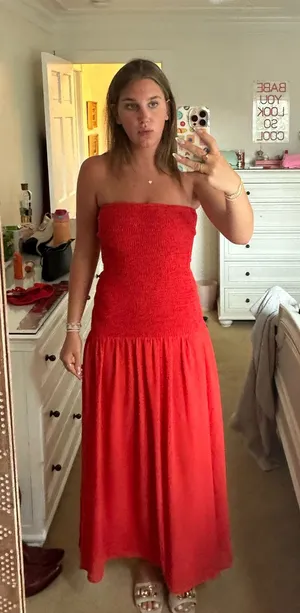 Beginning Boutique Red Strapless Maxi Dress thumbnail 1