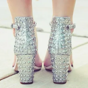 Zara 40 Silver Studded Block Heel Sandals thumbnail 6
