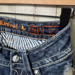 Rock Revival Tori Bootcut Dark Wash Distressed Button Pockets Jeans Womens‎ 26 thumbnail 7