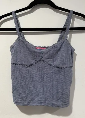 Edikted Crop Tank Top XS Cotton Stretch Y2K Babydoll Coquette Travel Concert thumbnail 1