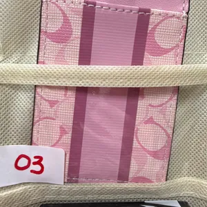 Coach ID Lanyard Case Pink Signature Monogram Stripe Designer Card Case Wallet thumbnail 9