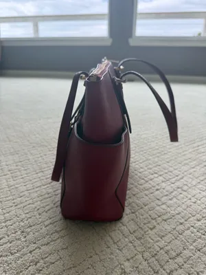 Micheal kors red leather tote bag purse large thumbnail 2