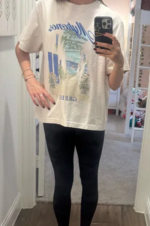 Abercrombie Cream Printed Essential Premium Polished Easy Tee thumbnail 1