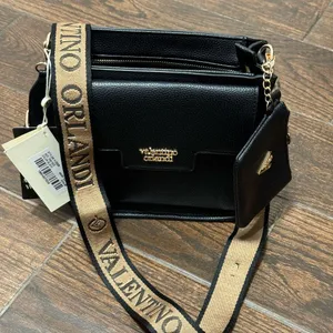 NEW Valentino Orlandi Italian Black Textured Leather Crossbody Purse & Wallet thumbnail 3