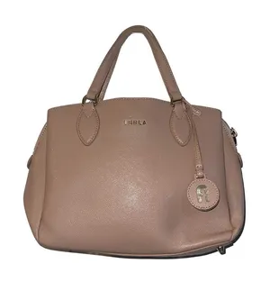 Furla Small Satchel Grain Leather Top Handle Multiple Compartments Classic Chic thumbnail 1