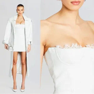 Retrofête Amberly Leather‎ Dress in Optic White Size M NWT Snakeskin Mini Lace thumbnail 2